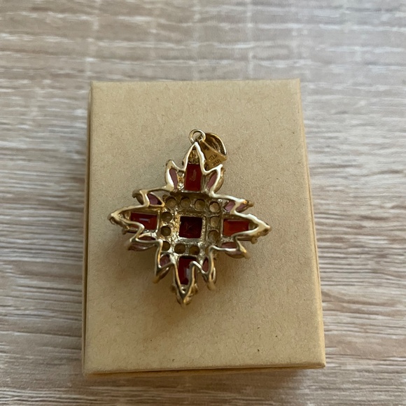 VINTAGE 10K SOLID Yellow Gold STAMPED Garnet Amethyst Citrine Pendant - Picture 6 of 9